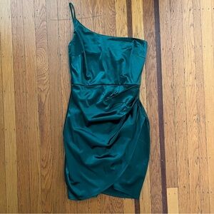 NWT Windsor hunter green cocktail dress one shoulder holiday party M medium mini
